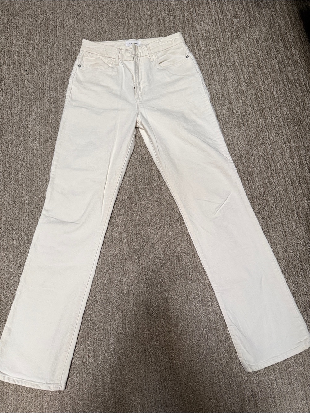 Frame Denim Women's Straight-Leg Jeans in Cream